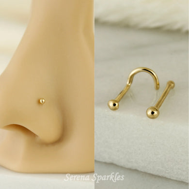 14k Solid Gold Ball Nose Stud