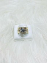 Load image into Gallery viewer, Gold Overlay Silver CZ Stone Ring