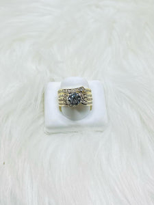 Gold Overlay Silver CZ Stone Ring