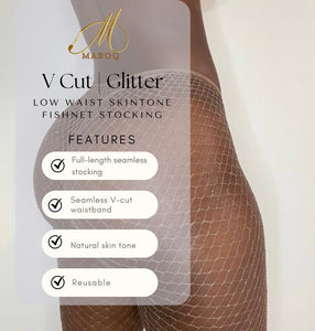 V-Cut Skin Tone Fishnet Stocking