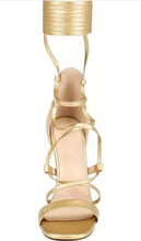 Load image into Gallery viewer, Women&#39;s Open Toe Strappy Sandals High Heel Ankle Wrap Lace Up Stiletto Heeled