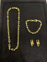 Load image into Gallery viewer, 18K Gold Filled Waterproof Gold Paper Clip U-Link Bead 22&quot; Necklace, Layers
