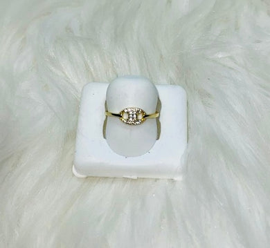 Silver Gold dipped CZ Stone Gucci Ring