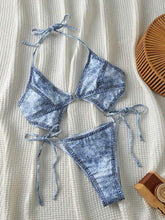 Load image into Gallery viewer, Denim One Piece Swimsuit High Leg Cut