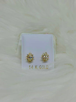 14k Gold Rhinestone Stud Earring