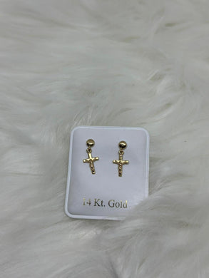 14k Gold Classic Cross Earring