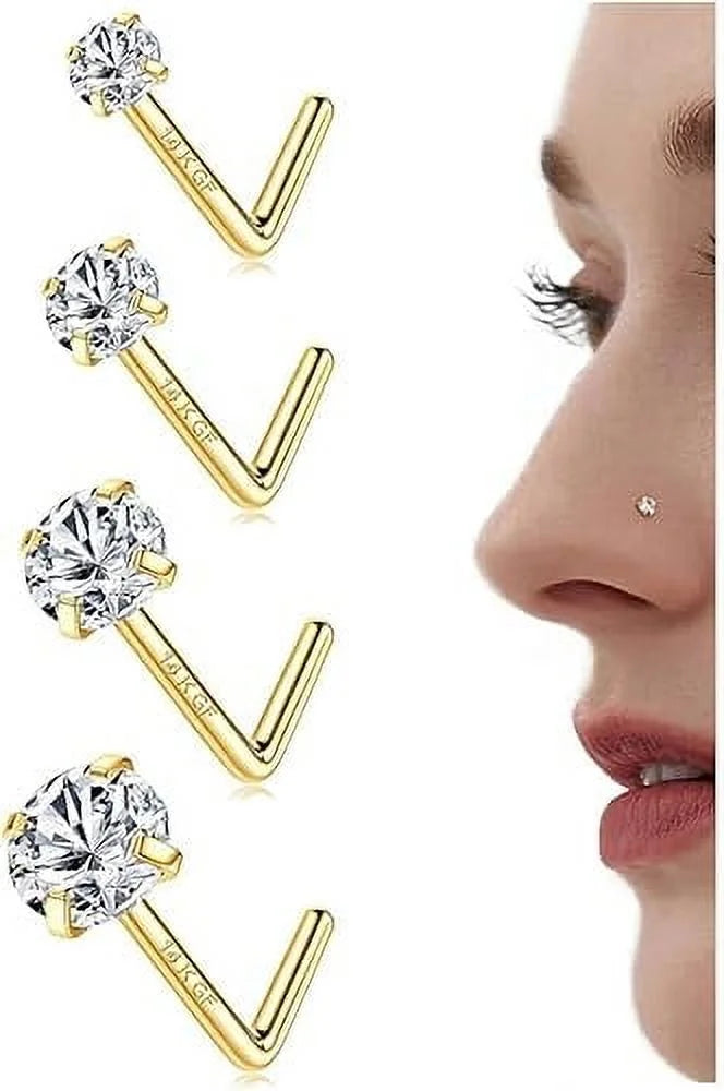 Diamond Nose Stud L Shaped