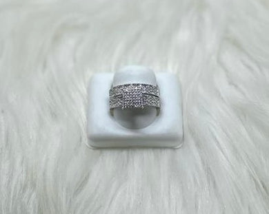 Double Sliver CZ Stone Wedding Band