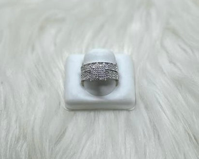 Double Sliver CZ Stone Wedding Band