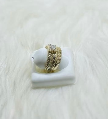 Double Gold Dipped CZ Stoned Wedding Band￼