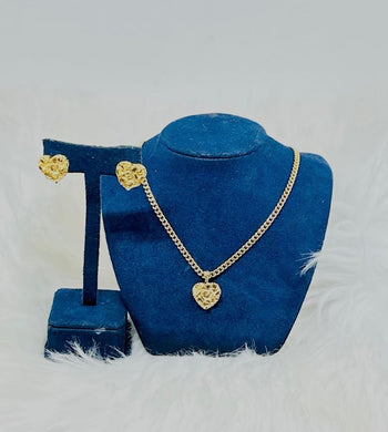 Heart, Nugget Earring, Necklace Pendant Set