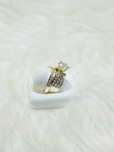 Load image into Gallery viewer, Gold Overlay Silver CZ Stone Ring