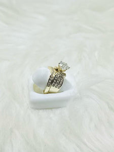 Gold Overlay Silver CZ Stone Ring