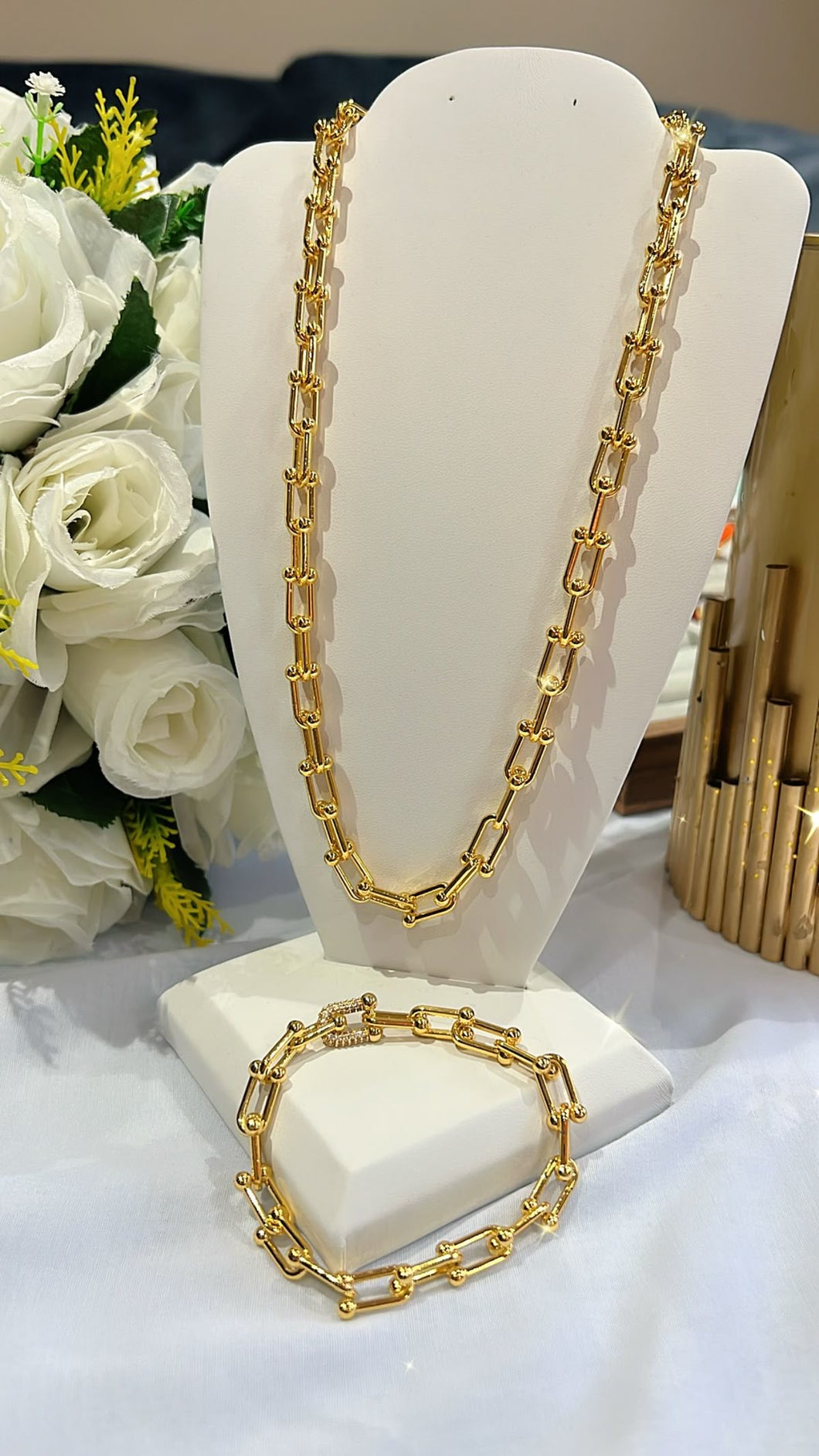 18K Gold Filled Waterproof Gold Paper Clip U-Link Bead 22