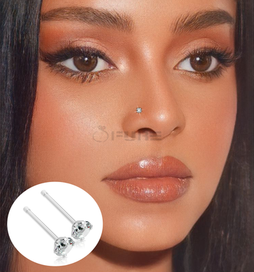 Long Stud Silver Nose Ring “stainless steel “