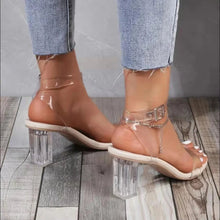 Load image into Gallery viewer, Transparent Block Heels Open Toe Ankle Strap