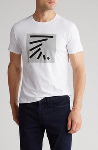 Man white 3-D print design shirt