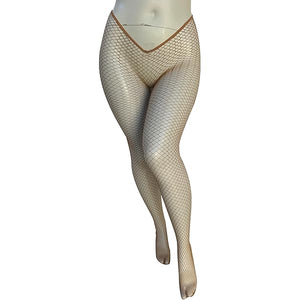 V-Cut Skin Tone Fishnet Stocking