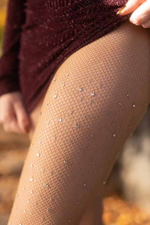 Skin Tone Rhinestone Stockings