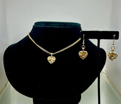 18k Gold Dipped Heart Nugget Set